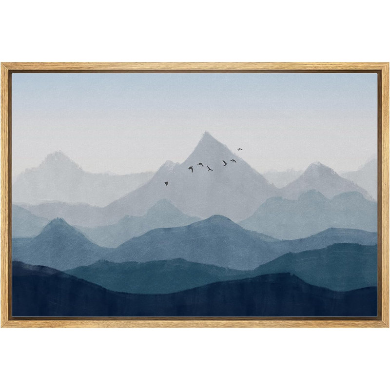 Blue misty mountain canvas wall art Scandinavian decor Mountain outlets painting Extra large wall art Mountain landscape